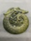 Ornate Asian Style Hand-Carved Dragon Motif 4in Diameter Green Jade Pendant