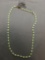Oval Shaped 5mm Wide Green Jade Beaded 24in Long Necklace