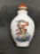 Asian Motif Hand-Painted White Porcelain 3.5in Tall 2in Wide Snuff Bottle