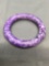 Hand-Carved Round 4in Diameter 15mm Wide Purple Jade Solid Bangle Bracelet