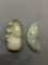 Lot of Two Asian Style Hand-Carved Panther Themed Green Jade Pendants