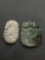 Lot of Two Asian Style Hand-Carved Chinese Zodiac Year of the Snake Jade Pendants