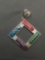 Multi-Colored Vibrant Dyed Gemstone Kite Set Square 32mm Sterling Silver Pendant