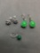 Lot of Three, Two Pairs of Silver-Tone Gemstone Accented Fashion Earrings & One Mismatched Single