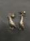 Dove Motif Pair of Sterling Silver Dangle Earrings