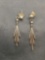 Feather Motif Pair of Sterling Silver Dangle Earrings