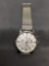 Shaarms Designer Round 40mm Diameter Bezel Stainless Steel Chronograph Watch w/ Mesh Bracelet