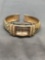 Gossip Branded Rectangular 18x12mm Rhinestone Studded Face Stainless Steel Watch w/ Cuff Bracelet