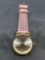 Francesca's Designer Round Gold-Tone 37mm Bezel Stainless Steel Watch w/ Pink Leather Strap