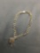 Double Curb Link 5mm Wide 7in Long Sterling Silver Bracelet w/ One Charm