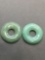 Lot of Two Round 30mm Diameter 5mm Deep Polished Green Jade Circle Pendant