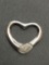 Round Faceted Diamond Featured 18mm Tall 20mm Wide Sterling Silver Heart Pendant