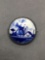 Round 22mm Hand-Painted Dutch Windmill Themed Porcelain Center Sterling Silver Brooch