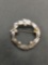 Round 35mm Diameter Garland Leaf Design Sterling Silver Signed Designer Brooch w/ Round White Pearl