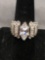 Marquise Faceted 15x7mm CZ Center w/ Channel Set Tapered Baguette & Round CZ Accents High Polished