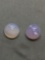 Lot of Two Round Polished Lavender Jade Cabochon Gemstones