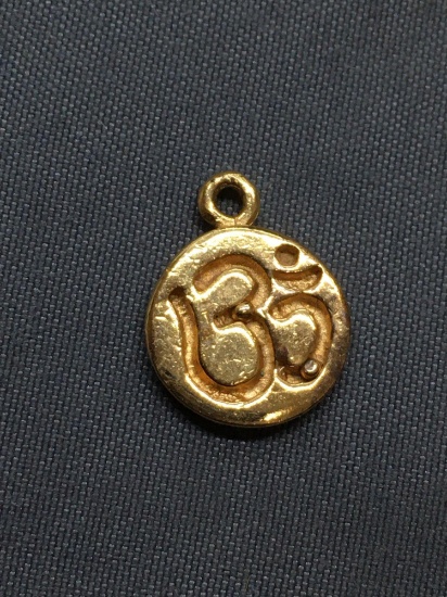 Round 10mm Hindu OM Peace Symbol Gold-Tone Sterling Silver Pendant