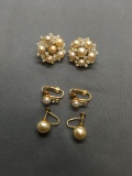 Lot of Three Faux Pearl Featured Fashion Clip-On Earrings