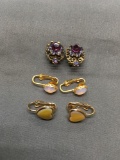 Lot of Three Various Style Pairs of Fashion Clip-On Earrings