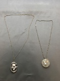 Lot of Two Silver-Tone Fashion Necklaces w/ Resin Pendants