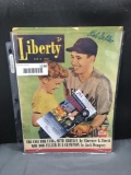 JSA Certified Signed BOB FELLER Indians Liberty Magazine 1941 Indians Autographed