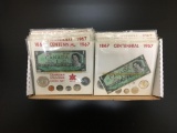 20 Count Lot of 1967 Canada Coin & Currency Sets with Silver Dollars, Halves, Quarters & Dimes -