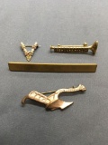 Lot of Four Gold-Tone Various Style Fashion Pins