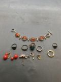 Lot of Various Style Mismatched Miscellaneous Fashion & Sterling Silver Jewelry