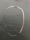 Herringbone Link 2.75mm Wide 16in Long Italian Made Sterling Silver Necklace