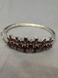 Round, Pear & Marquise Faceted Garnet Cluster Floral Design 18mm Wide Tapered 3in Diameter High