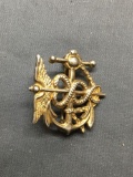 Navy Doctor Themed 25mm Long 24mm Tall Gold-Tone Sterling Silver Brooch