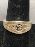 Basketball Provincial Champions 2002 10mm Wide Tapered Sterling Silver Ring Band