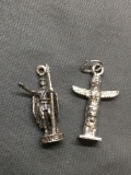 Lot of Two Sterling Silver Charms, One Native American Totem & One Soldier