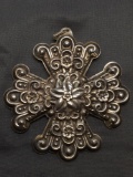 Reed & Barton Designer 72x72mm Filigree Detailed Embossed Sterling Silver 1974 Christmas Cross