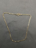 Box Link 1mm Wide 10in Long Gold-Tone Sterling Silver Chain