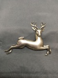Three Point Galloping Stag Themed 4in Long 3in Tall Sterling Silver Brooch