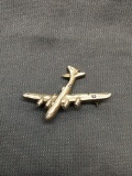 Military Plane Themed 25mm Tall 20mm Wide Sterling Silver Pin