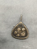 Floral Bouquet Motif 30mm Tall 20mm Wide Sterling Silver Pin