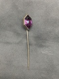 Shield Faceted 15x9mm Amethyst Gemstone Featured 2.25in Long Sterling Silver Hat Pin