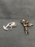 Lot of Two Sterling Silver Love Themed Charms