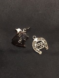 Lot of Two Sterling Silver Charms, One Good Luck Horseshoe & One State of Nebraska