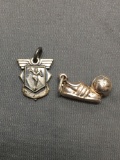 Lot of Two Sterling Silver Sports Themed Charms