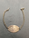 Birks Designer 35x22mm Engravable Sterling Silver ID Tag 7in Long Bracelet