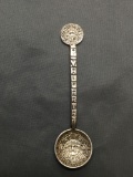 Mexican Made Aztec Calendar Motif 4in Long 1in Wide Sterling Silver Signed Designer Collectible