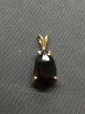 Pear Faceted 13x8mm Smokey Topaz Center Split Bale 10kt Gold Solitaire Pendant