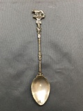 King Lion Crested 6in Long 1in Wide 800 Silver Signed Designer Collectible Spoon