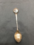 Dated 1966 Porcelain Accented 4in Long 1in Wide Sterling Silver Signed Designer Collectible Spoon