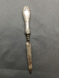 English Made Filigree Detailed 5in Long 0.5in Wide Vintage Nail File w/ Sterling Silver Handle