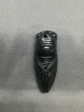 Asian Style Hand-Carved Moth Design 45mm Tall 15mm Wide Black Jade Pendant