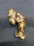 Asian Style Hand-Carved 4.5in Long 2.5in Tall Koi Fish Design Brown Jade Figurine